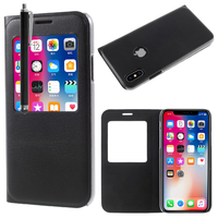 Apple Iphone X 5.8"/ iPhone 10/ iPhone Ten: Etui View Case Flip Folio Leather cover + Stylet - NOIR