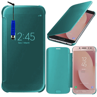Samsung Galaxy J7 Pro 5.5": Coque Silicone gel rigide Livre rabat + mini Stylet - BLEU