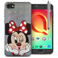 Alcatel A5 LED 5.2": Coque Housse silicone TPU Transparente Ultra-Fine Dessin animé jolie + Stylet - Minnie Mouse