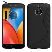 Motorola Moto E4 Plus 5.5" XT1770/ XT1773/ Motorola Moto E Plus (4th Gen): Accessoire Housse Etui Pochette Coque Silicone Gel motif S Line + mini Stylet - NOIR