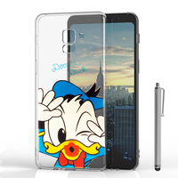 Samsung Galaxy A8 (2018) A530F 5.6"/ A8 (2018) Duos A530F/DS: Coque Housse silicone TPU Transparente Ultra-Fine Dessin animé jolie + Stylet - Donald Duck