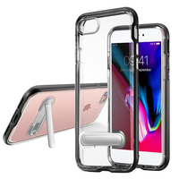 Apple iPhone 8 4.7": Coque TPU transparente avec Metal Kickstand support video contour Polycarbonate couleur NOIR