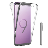 Samsung Galaxy S9 5.8": Coque Housse Silicone Gel TRANSPARENTE ultra mince 360° protection intégrale Avant et Arrière + Stylet - TRANSPARENT