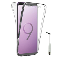 Samsung Galaxy S9+/ S9 Plus 6.2": Coque Housse Silicone Gel TRANSPARENTE ultra mince 360° protection intégrale Avant et Arrière + mini Stylet - TRANSPARENT