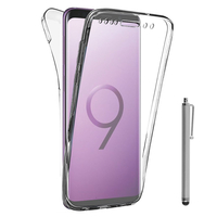 Samsung Galaxy S9+/ S9 Plus 6.2": Coque Housse Silicone Gel TRANSPARENTE ultra mince 360° protection intégrale Avant et Arrière + Stylet - TRANSPARENT