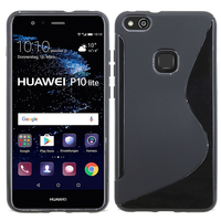 Huawei P10 Lite 5.2" (non compatible Huawei P10/ P10 Plus): Accessoire Housse Etui Pochette Coque Silicone Gel motif S Line - NOIR