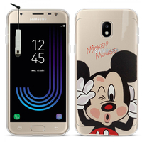 Samsung Galaxy J3 (2017) J330F/DS/ J330G/DS/ J3 Pro (2017) (non compatible Galaxy J3 2016/ 2015): Coque Housse silicone TPU Transparente Ultra-Fine Dessin animé jolie + mini Stylet - Mickey Mouse
