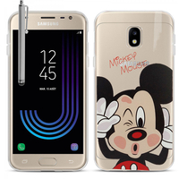 Samsung Galaxy J3 (2017) J330F/DS/ J330G/DS/ J3 Pro (2017) (non compatible Galaxy J3 2016/ 2015): Coque Housse silicone TPU Transparente Ultra-Fine Dessin animé jolie + Stylet - Mickey Mouse