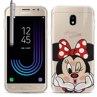 Samsung Galaxy J3 (2017) J330F/DS/ J330G/DS/ J3 Pro (2017) (non compatible Galaxy J3 2016/ 2015): Coque Housse silicone TPU Transparente Ultra-Fine Dessin animé jolie + Stylet - Minnie Mouse