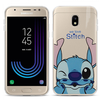 Samsung Galaxy J3 (2017) J330F/DS/ J330G/DS/ J3 Pro (2017) (non compatible Galaxy J3 2016/ 2015): Coque Housse silicone TPU Transparente Ultra-Fine Dessin animé jolie - Stitch