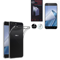 Asus Zenfone 4 Pro ZS551KL 5.5": Etui Housse Pochette Accessoires Coque gel UltraSlim - TRANSPARENT + 1 Film de protection d'écran Verre Trempé