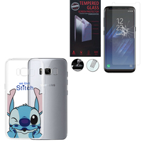 Samsung Galaxy S8+/ Galaxy S8 Plus 6.2" (non compatible Galaxy S8 5.8"): Coque Housse silicone TPU Transparente Ultra-Fine Dessin animé jolie - Stitch + 1 Film de protection d'écran Verre Trempé