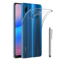 Huawei P20 Lite/ Nova 3e 5.84" (non compatible Huawei P20/ P20 Pro): Accessoire Housse Etui Coque gel UltraSlim et Ajustement parfait + Stylet - TRANSPARENT