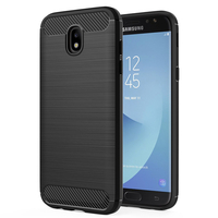 Samsung Galaxy J5 (2017) SM-J750F/DS/ J5 (2017) Duos J530F/DS: Coque Housse Silicone Souple en Fibre de Carbone Brossé motif TPU Case - NOIR