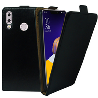 Asus Zenfone 5 ZE620KL/ Zenfone 5z ZS620KL 6.2" (2018): Accessoire Housse Coque Pochette Etui protection vrai cuir à rabat vertical - NOIR