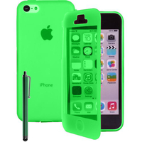 Apple iPhone 4/ 4S/ 4G: Accessoire Coque Etui Housse Pochette silicone gel Portefeuille Livre rabat + Stylet - VERT