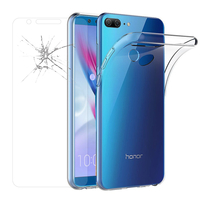 Huawei Honor 9 Lite 5.65"/ AL00/ AL10/ TL10/ Honor 9 Youth Edition: Etui Housse Pochette Accessoires Coque gel UltraSlim - TRANSPARENT + 1 Film de protection d'écran Verre Trempé
