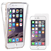 Apple iPhone 6/ 6s: Coque Housse Silicone Gel TRANSPARENTE ultra mince 360° protection intégrale Avant et Arrière - TRANSPARENT + 1 Film de protection d'écran Verre Trempé