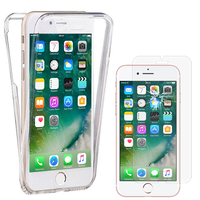 Apple iPhone 7 4.7": Coque Housse Silicone Gel TRANSPARENTE ultra mince 360° protection intégrale Avant et Arrière - TRANSPARENT + 1 Film de protection d'écran Verre Trempé