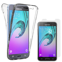 Samsung Galaxy J3 (2016) J320F/ Galaxy Amp Prime: Coque Silicone Gel TRANSPARENTE ultra mince 360° protection intégrale Avant et Arrière - TRANSPARENT + 1 Film de protection d'écran Verre Trempé