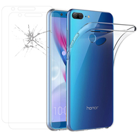 Huawei Honor 9 Lite 5.65"/ AL00/ AL10/ TL10/ Honor 9 Youth Edition: Etui Housse Pochette Accessoires Coque gel UltraSlim - TRANSPARENT + 2 Films de protection d'écran Verre Trempé