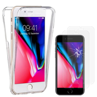 Apple iPhone 8 4.7": Coque Housse Silicone Gel TRANSPARENTE ultra mince 360° protection intégrale Avant et Arrière - TRANSPARENT + 2 Films de protection d'écran Verre Trempé