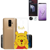 Samsung Galaxy S9+/ S9 Plus 6.2": Coque Housse silicone TPU Transparente Ultra-Fine Dessin animé jolie - Winnie the Pooh + 2 Films de protection d'écran Verre Trempé