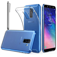 Samsung Galaxy A6 (2018) 5.6"/ A6 2018 Dual SIM (non compatible Galaxy A6+/ A6 Plus (2018) 6.0"): Accessoire Housse Etui Coque gel UltraSlim et Ajustement parfait + Stylet - TRANSPARENT