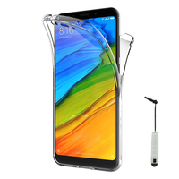 Xiaomi Redmi 5 Plus 5.99": Coque Housse Silicone Gel TRANSPARENTE ultra mince 360° protection intégrale Avant et Arrière + mini Stylet - TRANSPARENT