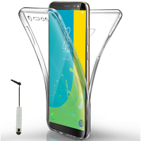 Samsung Galaxy J6 (2018)/ On6 (2018) 5.6" J600F/DS/ J600G/DS: Coque Housse Silicone Gel TRANSPARENTE ultra mince 360° protection intégrale Avant et Arrière + mini Stylet - TRANSPARENT