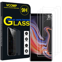 Samsung Galaxy Note 9 6.4"/ Note9 Duos SM-N960F/ SM-N960U/ SM-N960F/DS [Les Dimensions EXACTES du telephone: 161.9 x 76.4 x 8.8 mm]: Lot / Pack de 3 Films de protection d'écran Verre Trempé