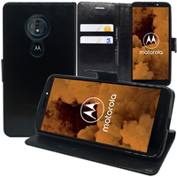 Motorola Moto G6 Play XT1922 5.7" (non compatible Moto G6/ G6 Plus): Accessoire Etui portefeuille Livre Housse Coque Pochette support vidéo cuir PU - NOIR