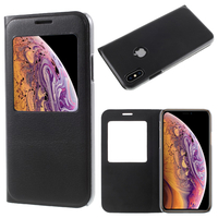 Apple iPhone XS (2018) 5.8" (non compatible iPhone XS Max 6.5"): Etui View Case Flip Folio Leather cover - NOIR