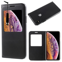 Apple iPhone XS (2018) 5.8" (non compatible iPhone XS Max 6.5"): Etui View Case Flip Folio Leather cover + mini Stylet - NOIR