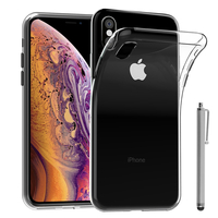 Apple iPhone XS (2018) 5.8" (non compatible iPhone XS Max 6.5"): Accessoire Housse Etui Coque gel UltraSlim et Ajustement parfait + Stylet - TRANSPARENT
