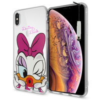 Apple iPhone XS (2018) 5.8" (non compatible iPhone XS Max 6.5"): Coque Housse silicone TPU Transparente Ultra-Fine Dessin animé jolie + mini Stylet - Daisy Duck