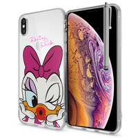 Apple iPhone XS (2018) 5.8" (non compatible iPhone XS Max 6.5"): Coque Housse silicone TPU Transparente Ultra-Fine Dessin animé jolie + Stylet - Daisy Duck