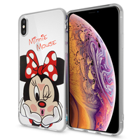Apple iPhone XS (2018) 5.8" (non compatible iPhone XS Max 6.5"): Coque Housse silicone TPU Transparente Ultra-Fine Dessin animé jolie - Minnie Mouse