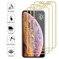 Apple iPhone XS (2018) 5.8" (non compatible iPhone XS Max 6.5"): Lot/ Pack de 3 Films en Verre Trempé Bord Incurvé Resistant