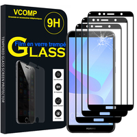 Huawei Y6 (2018) 5.7" (non compatible Huawei Y6 (2017) 5.0"): Lot / Pack de 3 Films de protection d'écran Verre Trempé