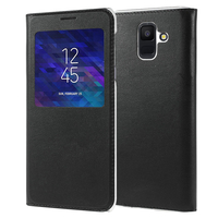 Samsung Galaxy A6 (2018) 5.6"/ A6 2018 Dual SIM (non compatible Galaxy A6+/ A6 Plus (2018) 6.0"): Etui View Case Flip Folio Leather cover - NOIR
