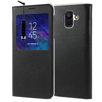 Samsung Galaxy A6 (2018) 5.6"/ A6 2018 Dual SIM (non compatible Galaxy A6+/ A6 Plus (2018) 6.0"): Etui View Case Flip Folio Leather cover + mini Stylet - NOIR
