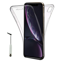 Apple iPhone XR (2018) 6.1" A1984: Coque Housse Silicone Gel TRANSPARENTE ultra mince 360° protection intégrale Avant et Arrière + mini Stylet - TRANSPARENT