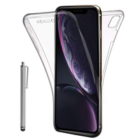Apple iPhone XR (2018) 6.1" A1984: Coque Housse Silicone Gel TRANSPARENTE ultra mince 360° protection intégrale Avant et Arrière + Stylet - TRANSPARENT