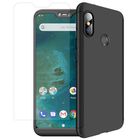 Xiaomi Mi A2 Lite/ Redmi 6 Pro 5.84" (non compatible Xiaomi Mi A2 (Mi 6X) 5.99"): Coque de protection intégrale 360° Avant Et Arrière Ultra Mince Ultra Léger avec Verre Trempé pour l'Ecran - NOIR