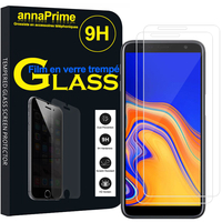 Samsung Galaxy J4+/ J4 Plus (2018) 6.0" (non compatible Galaxy J4 5.5") [Les Dimensions EXACTES du telephone: 161.4 x 76.9 x 7.9 mm]: Lot / Pack de 2 Films de protection d'écran Verre Trempé
