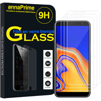 Samsung Galaxy J4+/ J4 Plus (2018) 6.0" (non compatible Galaxy J4 5.5") [Les Dimensions EXACTES du telephone: 161.4 x 76.9 x 7.9 mm]: Lot / Pack de 3 Films de protection d'écran Verre Trempé