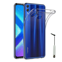 Huawei Honor 8X 6.5" (non compatible Honor 8X Max 7.12") [Les Dimensions EXACTES du telephone: 160.4 x 76.6 x 7.8 mm]: Accessoire Housse Etui Coque gel UltraSlim et Ajustement parfait + mini Stylet - TRANSPARENT