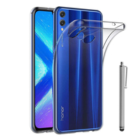 Huawei Honor 8X 6.5" (non compatible Honor 8X Max 7.12") [Les Dimensions EXACTES du telephone: 160.4 x 76.6 x 7.8 mm]: Accessoire Housse Etui Coque gel UltraSlim et Ajustement parfait + Stylet - TRANSPARENT
