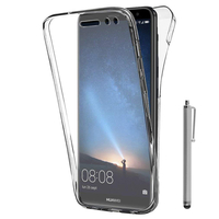 Huawei Mate 10 Lite 5.9"/ Nova 2i/ Maimang 6/ Honor 9i/ Huawei G10 (non compatible Mate 10 5.9"): Coque Housse Silicone Gel TRANSPARENTE ultra mince 360° protection intégrale Avant et Arrière + Stylet - TRANSPARENT